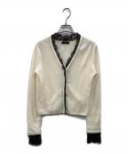 anuansアニュアンス）の古着「アイラッシュレーストリミングニットカーディガン」｜アイボリー