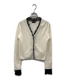 anuans（アニュアンス）の古着「アイラッシュレーストリミングニットカーディガン」｜アイボリー