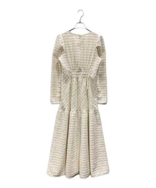FRAY ID（フレイ アイディー）FRAY ID (フレイ アイディー) カットジャガードカシュクールワンピース アイボリーの古着・服飾アイテム
