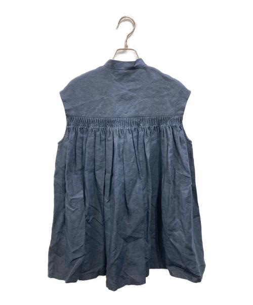 SCYE（サイ）SCYE (サイ) リネン ピンタック スリーブレス バンドカラーシャツ ネイビー サイズ:38の古着・服飾アイテム