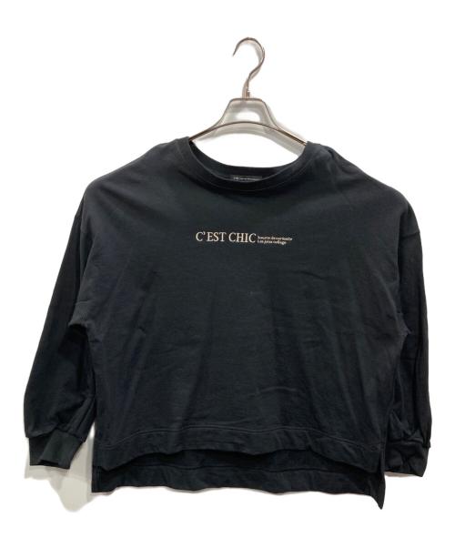 23区（ニジュウサンク）23区 (ニジュウサンク) 洗えるライトコットンテリー ロゴ カットソー ブラック サイズ:SIZE 46の古着・服飾アイテム