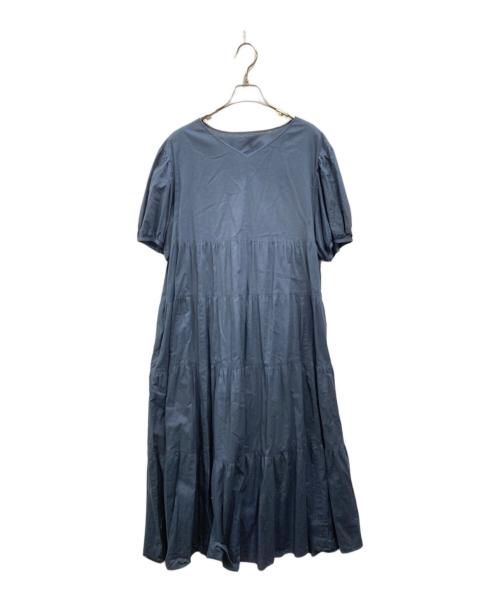 23区（ニジュウサンク）23区 (ニジュウサンク) ソフトコットンローン ティアード ワンピース ネイビー サイズ:46の古着・服飾アイテム