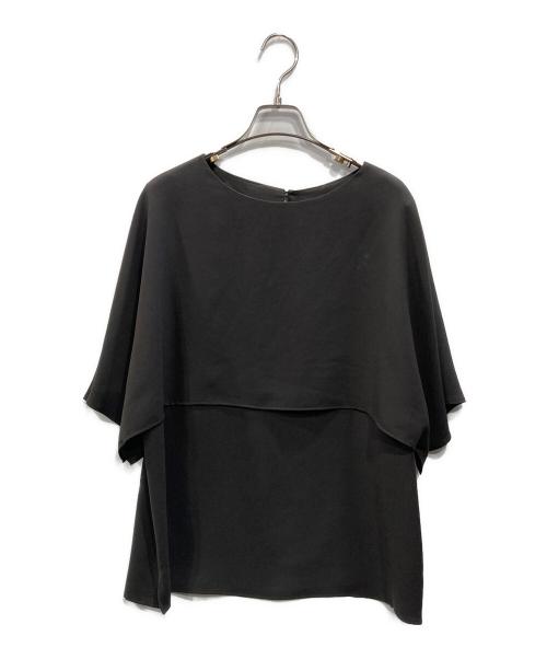 23区（ニジュウサンク）23区 (ニジュウサンク) ストレッチジョーゼット ケープデザイン カットソー ブラウン サイズ:46の古着・服飾アイテム
