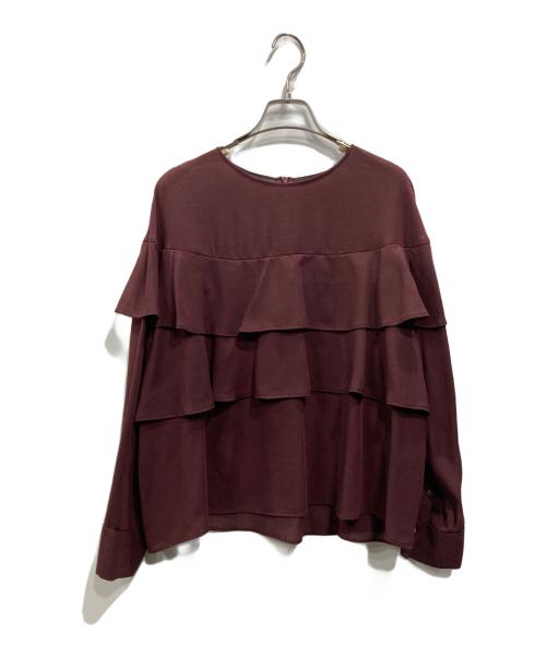 自由区（ジユウク）自由区 (ジユウク) TWハイツイストビエラフリル ブラウス ワインレッド サイズ:46の古着・服飾アイテム