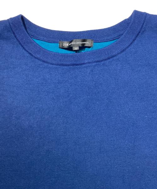 23区（ニジュウサンク）23区 (ニジュウサンク) 洗えるダブルフェイス プルオーバー ニット ブルー サイズ:46の古着・服飾アイテム