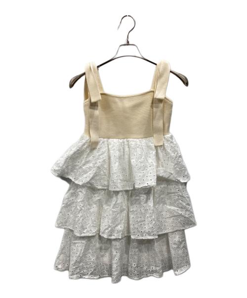 darich（ダーリッチ）darich (ダーリッチ) ニットドッキングコットンレースミニワンピース ホワイト サイズ:Free-Lの古着・服飾アイテム