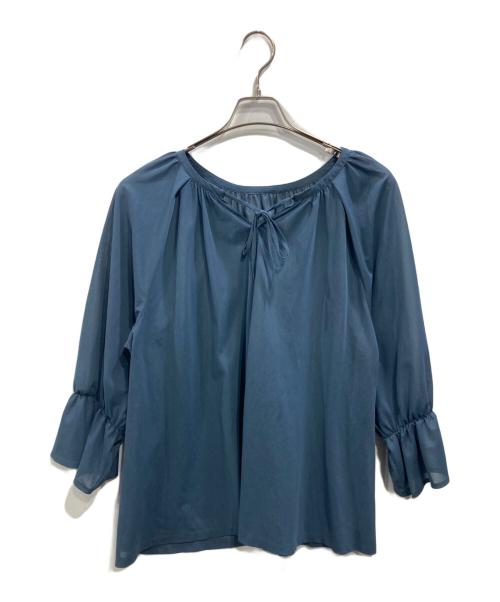 23区（ニジュウサンク）23区 (ニジュウサンク) クリアトリコットジャージー ギャザーデザイン カットソー ネイビー サイズ:SIZE 46の古着・服飾アイテム