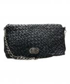 FALORNIファロルニ）の古着「編み込みレザーショルダーバッグ」｜ブラック