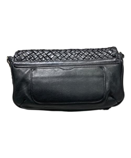 FALORNI（ファロルニ）FALORNI (ファロルニ) 編み込みレザーショルダーバッグ ブラックの古着・服飾アイテム