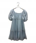 furfurファーファー）の古着「ティアードプリーツミニドレス」｜スカイブルー