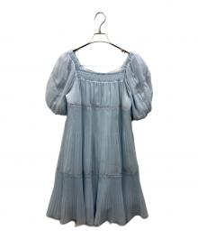 furfur（ファーファー）の古着「ティアードプリーツミニドレス」｜スカイブルー