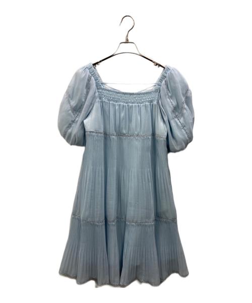 furfur（ファーファー）furfur (ファーファー) ティアードプリーツミニドレス スカイブルー サイズ:ONE SIZEの古着・服飾アイテム