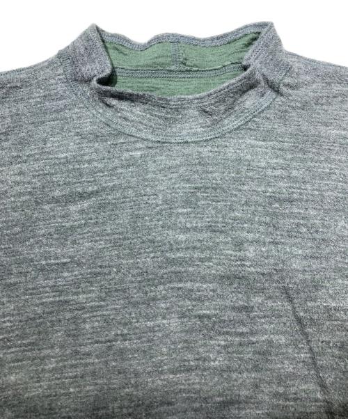 babaghuri（ババグーリ）babaghuri (ババグーリ) コットンウール モックネックプルオーバー グレー×グリーン サイズ:Mの古着・服飾アイテム