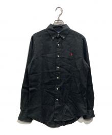 POLO RALPH LAUREN（ポロ・ラルフローレン）の古着「リネンボタンダウンシャツ」｜ブラック