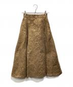 Ameriアメリ）の古着「DAMASK DIMENSIONAL SKIRT」｜ゴールド