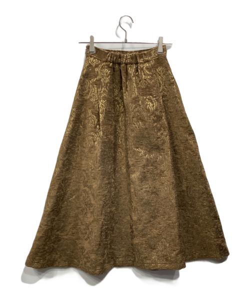 Ameri（アメリ）AMERI (アメリ) DAMASK DIMENSIONAL SKIRT ゴールド サイズ:不明の古着・服飾アイテム