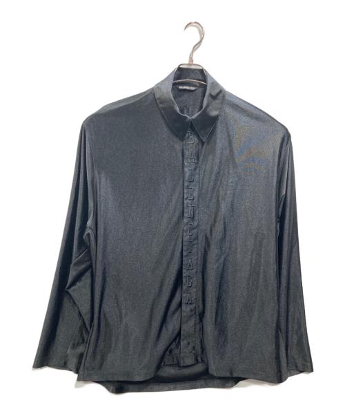 BALENCIAGA（バレンシアガ）BALENCIAGA (バレンシアガ) スナップボタン サテンロングスリーブシャツ ブラック サイズ:SIZE XXSの古着・服飾アイテム