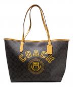 COACHコーチ）の古着「シティ トート シグネチャー キャンバス ウィズ ヴァーシティ モチーフ」｜ブラウン
