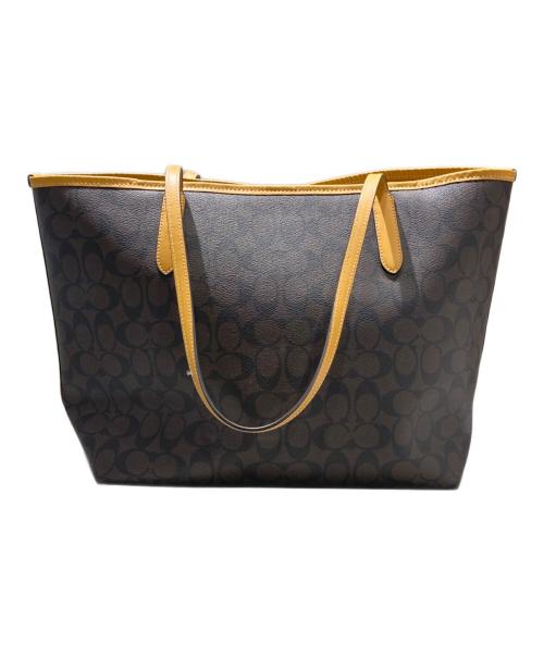 COACH（コーチ）COACH (コーチ) シティ トート シグネチャー キャンバス ウィズ ヴァーシティ モチーフ ブラウンの古着・服飾アイテム