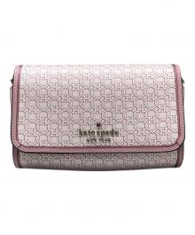 Kate Spade（ケイトスペード）の古着「スペード リンク PVC レザー スモール フラップ クロスボディー」｜ピンク