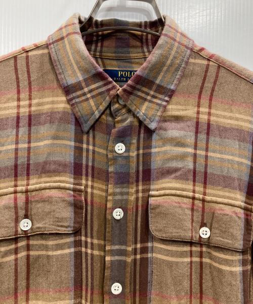 POLO RALPH LAUREN（ポロ・ラルフローレン）POLO RALPH LAUREN (ポロ・ラルフローレン) チェックシャツワンピース ブラウン サイズ:4の古着・服飾アイテム