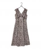HER LIP TOハーリップトゥ）の古着「Lace Trimmed Floral Dress」｜ブラウン