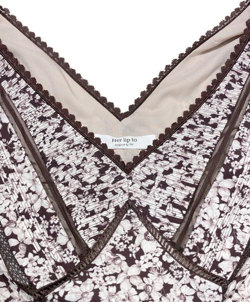 HER LIP TO（ハーリップトゥ）HER LIP TO (ハーリップトゥ) Lace Trimmed Floral Dress ブラウン サイズ:Mの古着・服飾アイテム