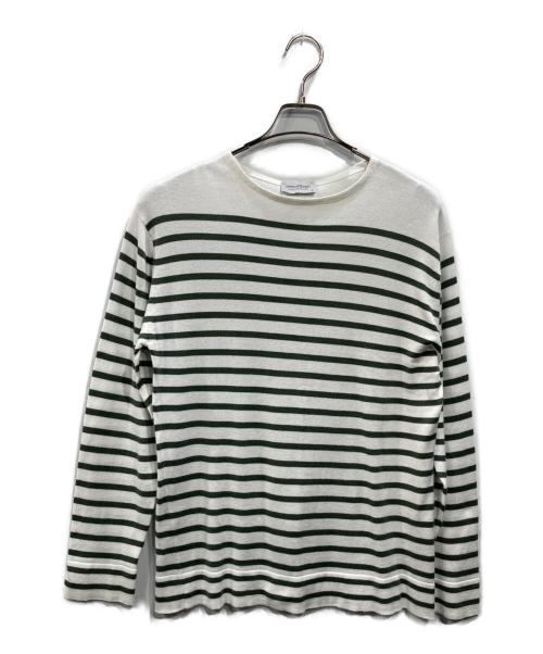 JOHN SMEDLEY（ジョンスメドレー）JOHN SMEDLEY (ジョンスメドレー) コットンボーダーニット ホワイト×グリーン サイズ:SIZE Mの古着・服飾アイテム