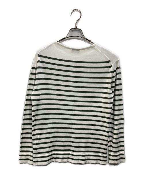 JOHN SMEDLEY（ジョンスメドレー）JOHN SMEDLEY (ジョンスメドレー) コットンボーダーニット ホワイト×グリーン サイズ:SIZE Mの古着・服飾アイテム