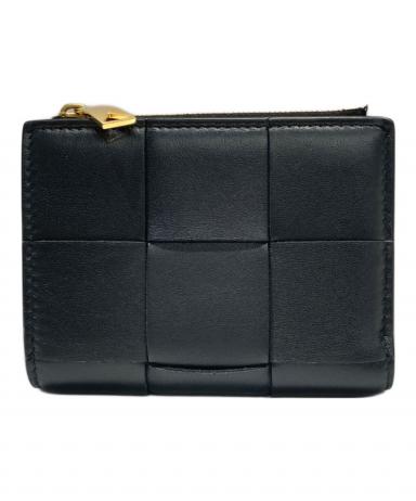 【中古】BOTTEGA VENETA 二つ折り財布　ブラック 中古・古着通販】BOTTEGA VENETA (ボッテガベネタ) 2つ折り財布