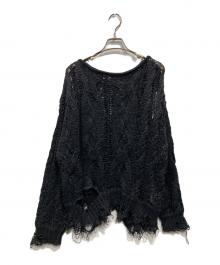 Ameri（アメリ）の古着「CABLE PATTERN DAMAGE LOOSE KNIT（ケーブル・パターン・ダメージ・ルーズ・ニット）」｜ブラック