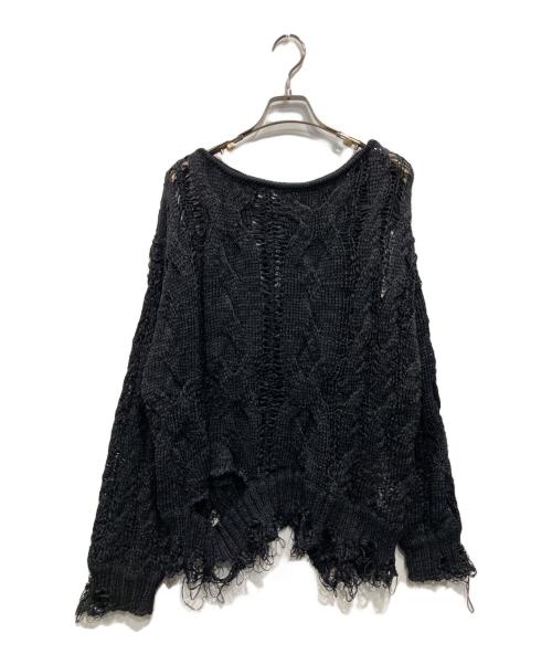 Ameri（アメリ）AMERI (アメリ) CABLE PATTERN DAMAGE LOOSE KNIT（ケーブル・パターン・ダメージ・ルーズ・ニット） ブラック サイズ:Free 未使用品の古着・服飾アイテム