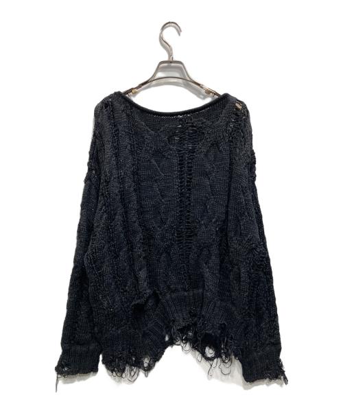 Ameri（アメリ）AMERI (アメリ) CABLE PATTERN DAMAGE LOOSE KNIT（ケーブル・パターン・ダメージ・ルーズ・ニット） ブラック サイズ:Free 未使用品の古着・服飾アイテム
