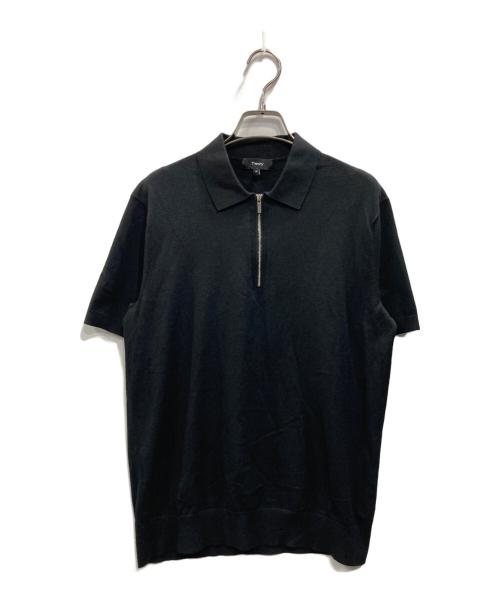 theory（セオリー）theory (セオリー) ハーフジップ半袖ニット ブラック サイズ:XSの古着・服飾アイテム