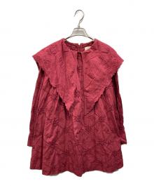 DAMSON MADDER.（ダムソンマーダー）の古着「ビッグカラー カットワークブラウス」｜レッド