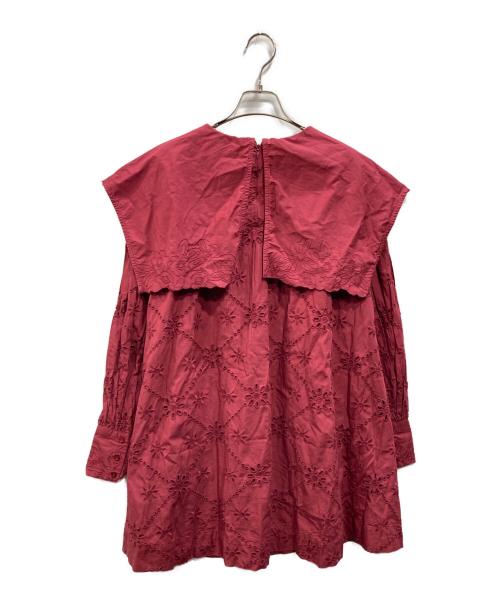 DAMSON MADDER.（ダムソンマーダー）DAMSON MADDER. (ダムソンマーダー) ビッグカラー カットワークブラウス レッド サイズ:8の古着・服飾アイテム