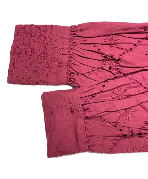 DAMSON MADDER.（ダムソンマーダー）DAMSON MADDER. (ダムソンマーダー) ビッグカラー カットワークブラウス レッド サイズ:8の古着・服飾アイテム
