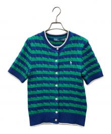 POLO RALPH LAUREN（ポロ・ラルフローレン）の古着「半袖ニットカーディガン」｜グリーン×ブルー