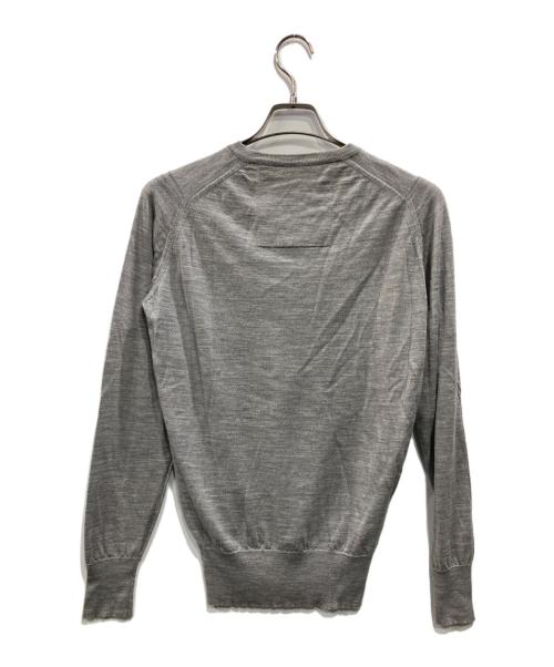 JOHN SMEDLEY（ジョンスメドレー）JOHN SMEDLEY (ジョンスメドレー) Vガゼット クルーネック ニット グレー サイズ:Sの古着・服飾アイテム