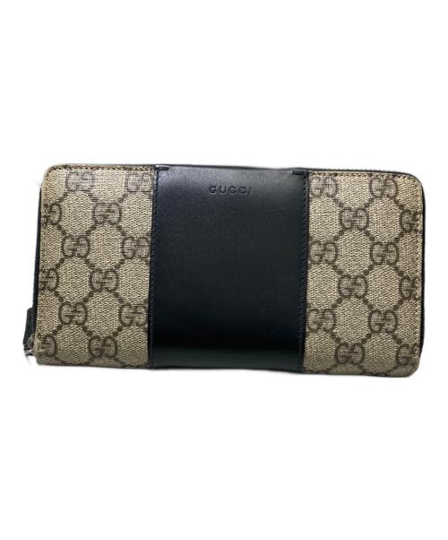 GUCCI（グッチ）GUCCI (グッチ) GGスプリーム ロゴ ラウンドファスナー 長財布 ベージュの古着・服飾アイテム