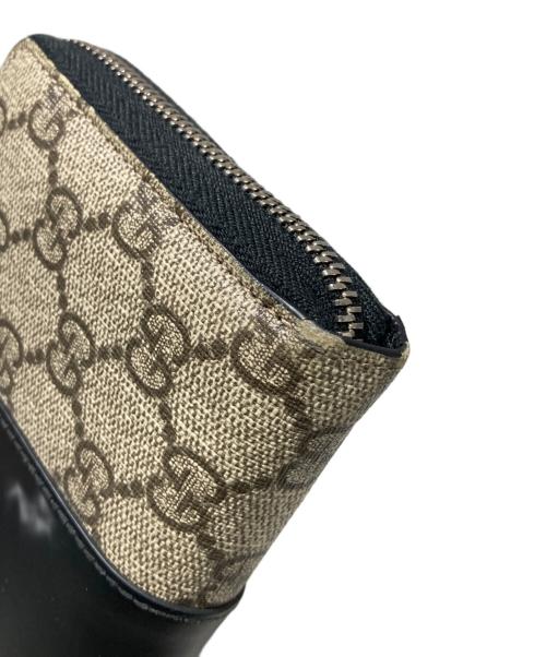 GUCCI（グッチ）GUCCI (グッチ) GGスプリーム ロゴ ラウンドファスナー 長財布 ベージュの古着・服飾アイテム