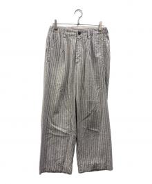 ISSEY MIYAKE MEN（イッセイミヤケメン）の古着「マーブルストライプコットンローンワイドパンツ」｜グレー