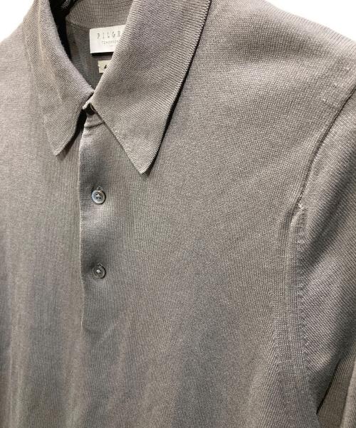 TOMORROW LAND PILGRIM（トゥモローランド ピルグリム）TOMORROW LAND PILGRIM (トゥモローランド ピルグリム) シルクコットン ニットポロシャツ グレー サイズ:Mの古着・服飾アイテム