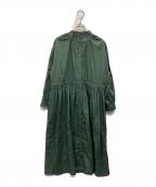 オオカミとフクロウオオカミトフクロウ）の古着「フクロウとあかね歌のハッチ コットンドレス ワンピース」｜グリーン