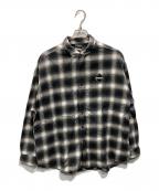 F.C.R.B.エフシーレアルブリストル）の古着「FLANNEL BIG LOGO BAGGY SHIRT」｜グレー
