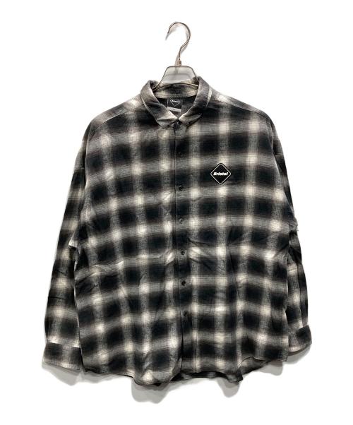 F.C.R.B.（エフシーレアルブリストル）F.C.R.B. (エフシーレアルブリストル) FLANNEL BIG LOGO BAGGY SHIRT グレー サイズ:Mの古着・服飾アイテム