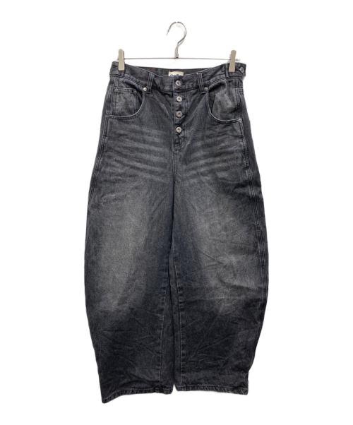 9090（9090）9090 (9090) King Logo Slub Denim Buggy Pants（キングロゴスラブデニムバギーパンツ） ブラック サイズ:SIZE Mの古着・服飾アイテム