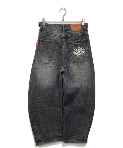 9090（9090）9090 (9090) King Logo Slub Denim Buggy Pants（キングロゴスラブデニムバギーパンツ） ブラック サイズ:SIZE Mの古着・服飾アイテム