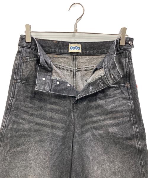 9090（9090）9090 (9090) King Logo Slub Denim Buggy Pants（キングロゴスラブデニムバギーパンツ） ブラック サイズ:SIZE Mの古着・服飾アイテム