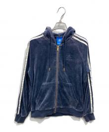 adidas Originals（アディダスオリジナル）の古着「VELOUR ZIP HOODIE（ベロア ジップフーディー）」｜ネイビー